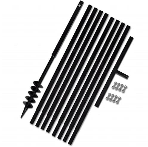 Tarière Manuelle, Perceuse Manuelle Foret de Tarière Tarière de Sol Jardin Tarière de sol avec manche 80 mm et tube d'extension 9 m Acier