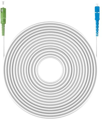 Ewent Cable de Fibra Óptica, Fibra óptica Cable SC/APC a SC/UPC Monomodo Simplex 9/125, G.657A2, LSZH, Cable de Fibra Óptica FTTH Para Router, Blanco/Verde-Blanco/Azul - 1 M