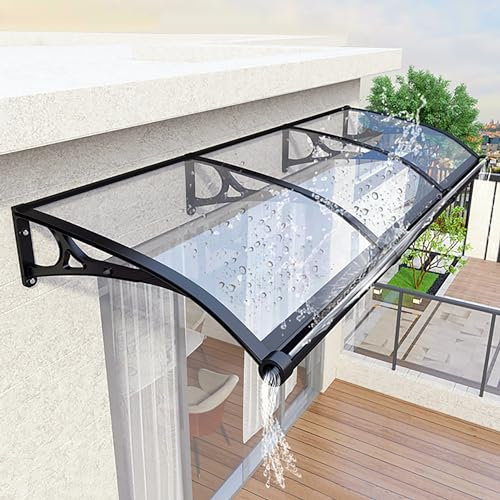 Auvant exterieur porte terrasse, Auvent de Porte d'entrée, Auvent Marquise en Polycarbonate Transparent Toit Marquise Abri Protection en Polycarbonate Auvent Extérieur, marquise porte d'entree 120x300