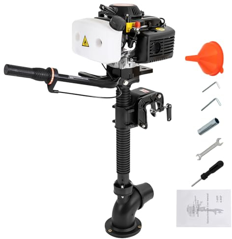 Fridgestea 4 Stroke 4HP Outboard Motor, 55CC Petrol Boat Engine, Air Cooling Trolling Motor, CDI Ignition System, Short Shaft for Inflatable Boats, Fishing Boats, Dinghies, Kayaks