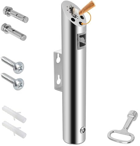 Hanured Aschenbecher Wandmontage, Aschenbecher Außenwand aus Edelstahl, Aschenbecher für den Außenbereich, Runde Aschenbecher Wand für Restaurants Hotels und Pub Club