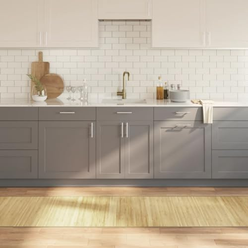 Sufrk Tappeto Rettangolare Natura Chiaro 70x300 cm in bambù-Tappeto Bamboo Legno Stuoia Antiscivolo Passatoia Pedana bambù Cucina Bagno