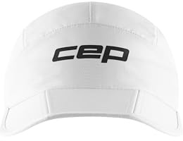 CEP Unisex Running Cap – Atmungsaktive Lauf Cap – Faltbare Sport Herren mit UPF 50+ – Laufcap für Herren & Damen mit flexiblem Schirm – weiß
