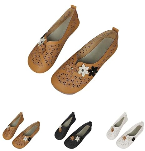 2025 Bailarinas Mujer Verano Comodos Piel Zapatos Planos Vestir Fiesta Elegentes Flores Bailarina Comodas Entretiempo Zapatillas Deportivas sin Cordones Suave Transpirables Calzado Barefoot Mocasines