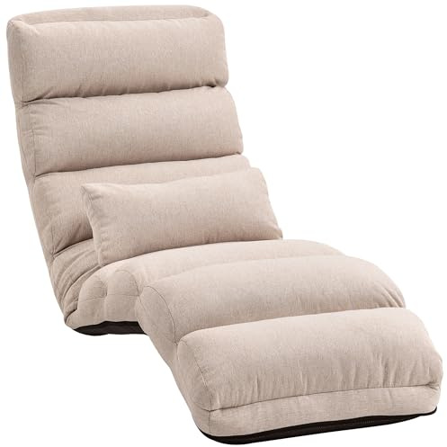 HOMCOM Sofá perezoso calefactor de 1 plaza sillón convertible sillón cama con respaldo y reposacabezas ajustables en 5 posiciones para salón, dormitorio y oficina, carga 120 kg, 58 x 119 x 78 cm