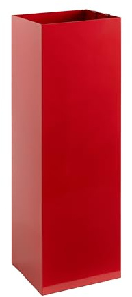 Neustein Portaombrelli rosso con design moderno in metallo per casa e ufficio, 2 ganci, 2 vaschette estraibili, 15,5 x 15,5 x 49 cm, quadrato, portaombrelli