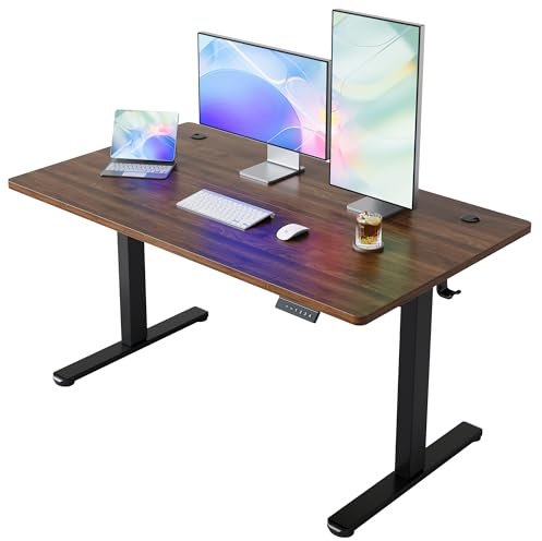 HUANUO Höhenverstellbarer Schreibtisch mit USB-Ladeanschluss 140 x 70 cm, 4 Speicherhöheneinstellungen, Elektrischer Schreibtisch für Home Office & Computer-Arbeitsplatz