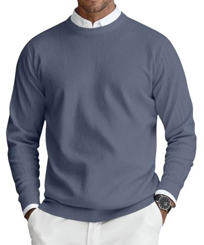 Jersey Hombre Sueter Hombre Invierno Casual Sudadera Cómodos Suéter Manga Larga Ropa Cálido Sweater Básico Sudaderas Hombres Moda Cuello Redondo Tallas Grandes Trabajo Tops Marina de Guerra XXL