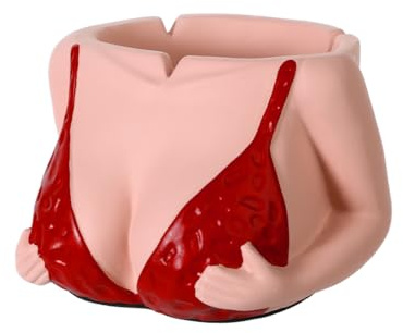 Cendrier Original Drôle en Forme de Corps Féminin Cendrier Sexy Coupe-Vent pour Maison Bureau Cadeau Décoratif Amusant pour Fumeur Homme Père Mari, Rouge