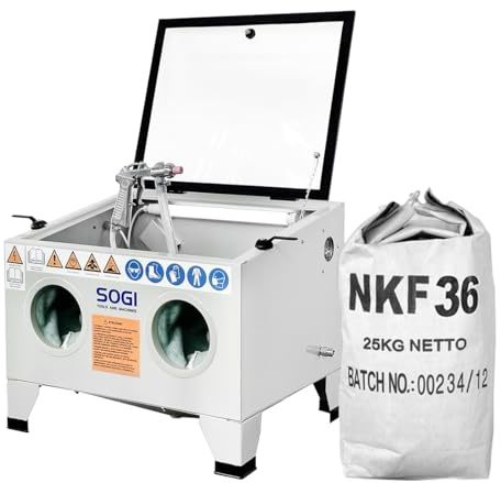 SOGI S-56 Sabbiatrice da banco con abrasivo corindone GRA-36 o GRA-80 oppure microsfere di vetro (S-56 + Corindone GRA-36)