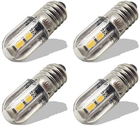 Ruiandsion E10 Bombilla LED 220V 230V AC Luz indicadora LED de ahorro de energía E10 Base de tornillo 3030 4SMD Chipsets Bombilla LED de actualización,Blanco Cálido (Paquete de 4)