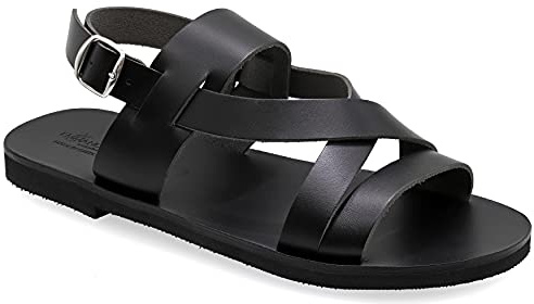 43 noir Emmanuela Antique Sandales en cuir grecque pour hommes, Sandales pour hommes à la main avec orteils ouverts, boucle réglable de qualité chaussures d'été en noir, marron, beige