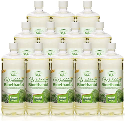 KieselGreen Bioethanol 12 x 1 Liter mit Duft für Ethanol-Kamin, viele Sorten - Bio Ethanol als Raumduft in vielen Duftnoten - Parfüm für Bio Ethanol Kamin Indoor oder Bioethanol Tischfeuer (W)