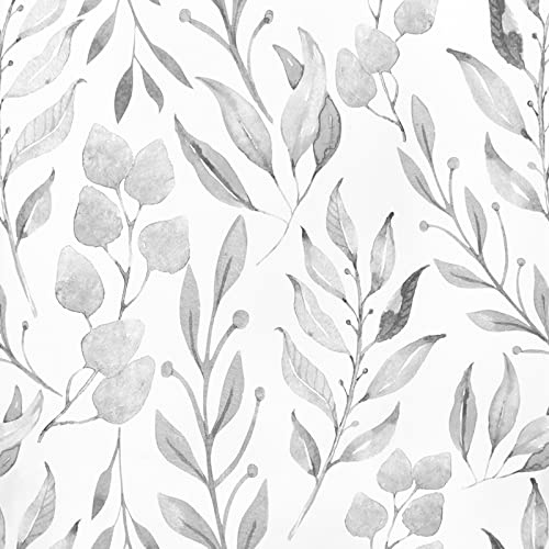 WENMER Gray Leaf Wallpaper Floral Peel and Stick Wallpaper 17.7 x 118 Self Adhesive Watercolor Leaves Wall Paper Removable Floral Contact Paper for Cabinets Wall Decor