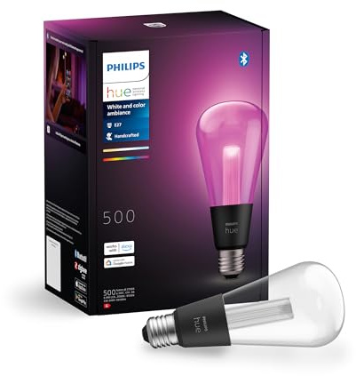 Philips Hue White & Color Ambiance Lightguide smarte LED Lampe, große Edison-Form, ST70, dimmbare LED Lampen für das Hue Lichtsystem mit 16 Mio. Farben, smarte Lichtsteuerung über Sprache und App