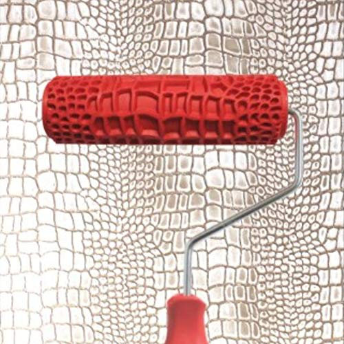 AUMACHEN 7'' Pattern Paint Roller for Walls, 3D Embossing Rubber Paint Roller Brush Wall Decoration Roller, Household Wall Painting Brick Pattern Roller DIY Wall Paint Tools (Crocodile Pattern)