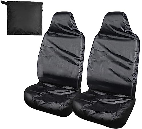 Wisebom Coprisedili per sedili auto, 2 pezzi, universali, per sedili anteriori, impermeabili, universali, colore nero, antipolvere, in tessuto impermeabile