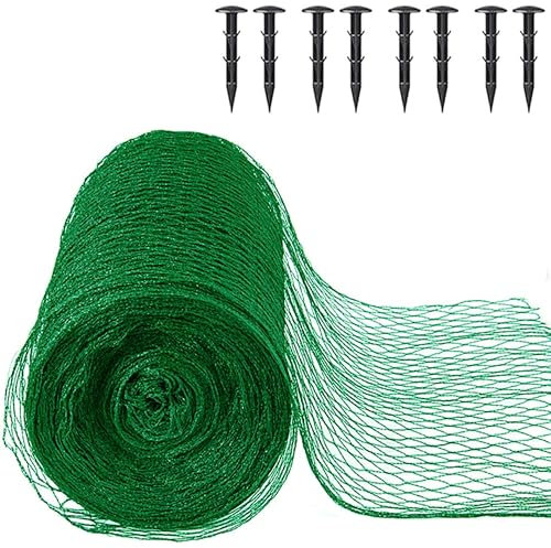 Garden Netting, Plant Mesh Netting Lawn Protection Garden Mesh Fence with Plastic Ground Pegs, for Plants Fruits Vegetables Crops Ponds for Birds (4×5m)