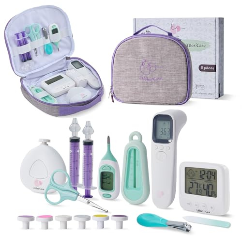 Kit de cuidado bebe + termómetros accesorio + mosca bebe jeringa nasal bebe + termómetro interior + termómetro baño bebé + lima lijadora uña + estuche de aseo bebe