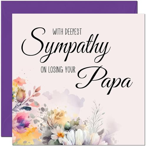 Tarjeta de condolencias con texto en inglés Sad Loss Of Your Papa, tarjeta de condolencias para papá, tarjeta de duelo para papá
