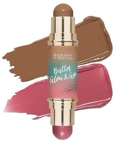 Physicians Formula Butter Glow & Go, Stick Trucco Multiuso a Doppia Estremità per Guance, Occhi e Labbra, Tonalità Complementari per Abbronzatura, Contorno e Fard, Berry Tan