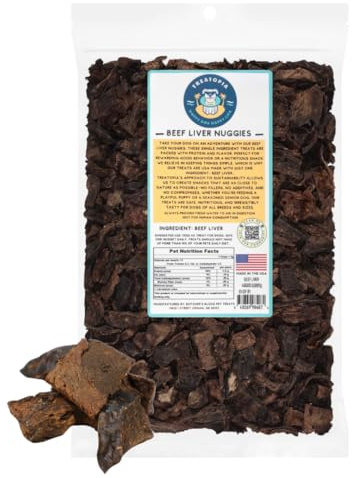 TREATOPIA Beef Liver Nuggies Dog Treats, 32 Ounce Bag - All-Natural, Sustainable, Healthy, High Protein, Hand-Trimmed, Slow-Roasted, Made in The USA, Nutritious, No Additives, No Fillers