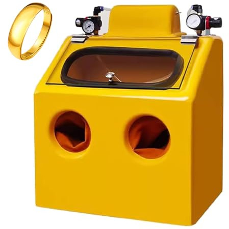 Sand Blaster Cabinet, Portable Bench Top Air Sandblasting Cabinet with Foot Switch and Double Air Pressure Valve, Includes Lighting and 2-Hand Operation