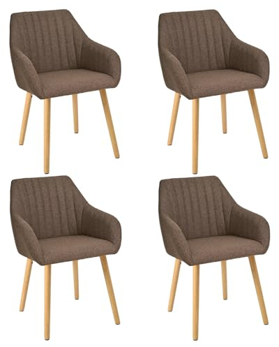Goeurvant Dining Chairs Set of 4, Modern Kitchen Chairs with Backrest & Wooden Legs, Upholstered Armchairs for Living Room, Dining Room, Lounge, Mocha Brown