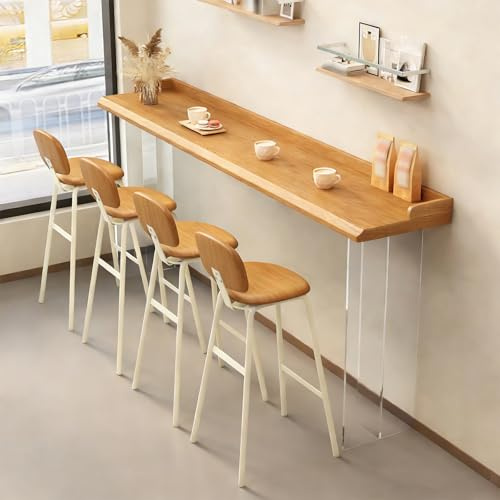 Hög Bartabell, Furubordplatta, Industriell Pubtabell för Matsal, Akrylben, Lätt att Montera, Lämpligt för Ingång och Vardagsrum, Utan Hocker(Beige,120x40x105cm/47x16x41in)