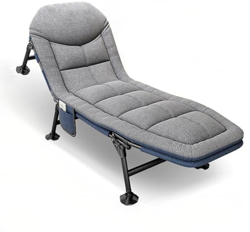 KaO0YaN Letto da campeggio pieghevole con cuscino cervicale e tasca laterale, 190 x 65 x 30 cm, portata fino a 150 kg, pieghevole, leggero, scomparto regolabile, pieghevole per giardino, viaggi