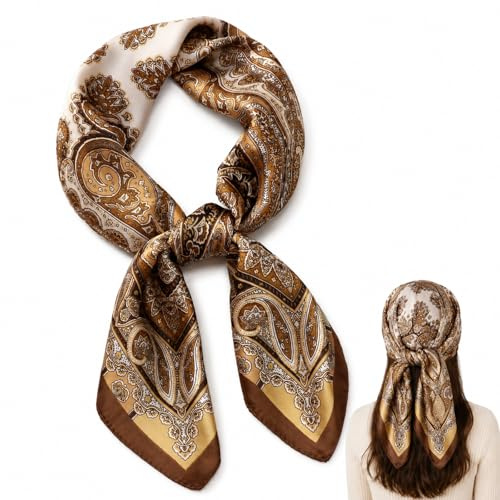 GEEKPC Women's 70x70 cm Paisley Square Scarf, Silky Feel Headscarf, Neck Wrap and Hair Scarf Accessory for Daily Wear, Travel and Gifts