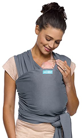 MOBY 100% Baumwolle Classic Baby Wrap Carrier für Neugeborene bis Kleinkind bis 15.0 kg, Babytragetuch ab der Geburt, Einheitsgröße, atmungsaktiv, dehnbar, Unisex, Feuerstein