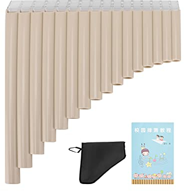 Panflöte ABS 16-Ton Tube C-Key Musikinstrumente mit Nylon Gepolsterter Handtasche für Kinder Erwachsene Anfänger(Cremeweiß)