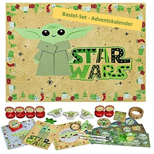 The Mandalorian Bastelset Kinder in Form eines Adventskalender mit 24 Überraschungen I Bastelset für Mädchen und Jungen inkl. Stempel, Sticker et.
