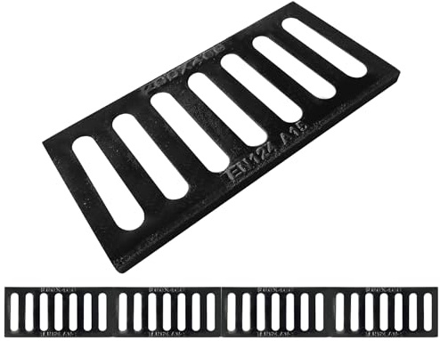 Natotela Pedestrian Ductile Iron Drain Grate-16x8 in. Durable Metal Trench Drain Grates,4 Pack Total Length 63 in,Outdoor Channel Drainage Cover for Downspout Sewer Yard Fence Farm Basement