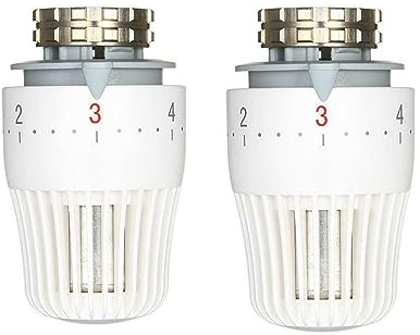 FACULX Testa termostatica per valvola del radiatore, 2 pezzi, M30 x 1,5, bronzo e plastica, valvola a globo, testa termostato, decorazione per ufficio e casa