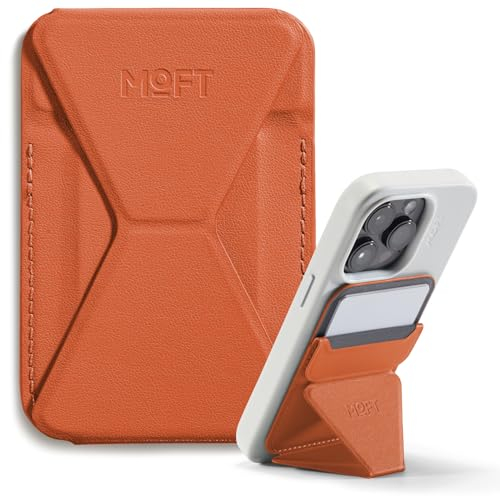 MOFT Magnetische Wallet Ständer für iPhone 16/15/14/13/12 Serie Kompatibel mit MagSafe, MOVAS Vegan Leder Magnetischer Handyständer mit 3 Betrachtungswinkeln, 2 Kartenhalter (Sunrise)