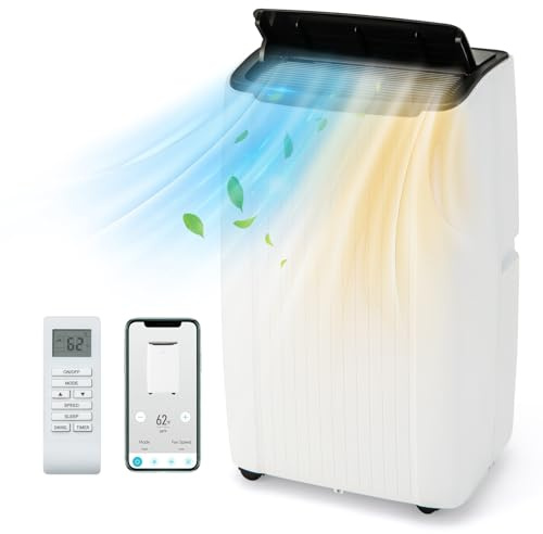 GOPLUS Aire Acondicionado Portátil 4 en 1, 12000 BTU, Enfriador de Aire con Wifi, con Calefacción, Ventilador y Deshumidificador, Temporizador de 24 Horas, para Habitaciones de hasta 42㎡