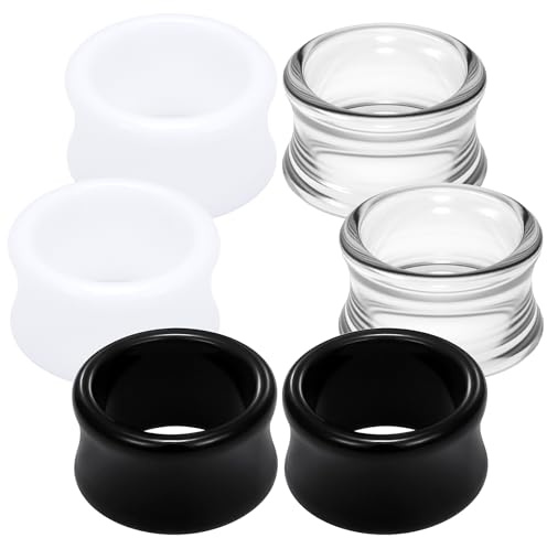 Pexveiuu 6 G-50 mm Acrilico Sottile Calibri per Orecchio leggero Tunnel Trasparente Nero Bianco Doppio Flared Ear Flesh Plugs Tunnel Orecchini per Donne Uomini, Acrilico, plastica.