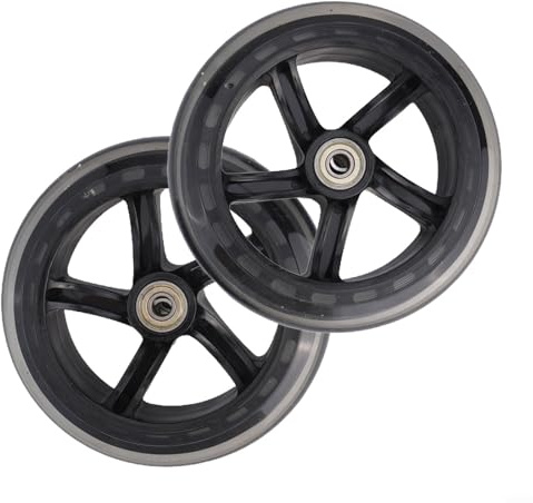 Ruedas silenciosas para scooter y carrito de transporte, 2 piezas de poliuretano (125 mm x 24 mm transparente)