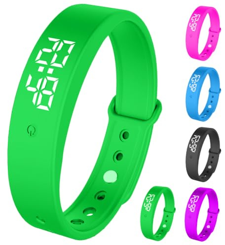 DASIAUTOEM Vibrationsväckarklocka armband för barn och vuxna, vibrationslarm påminnelseklocka med timer och 10 larm dagligen, drickpåminnelse, pillerpåminnelse, pottträning (grön)