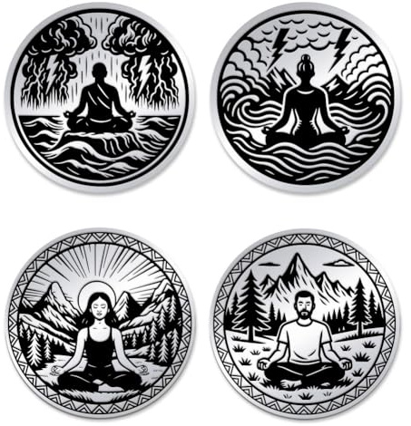 UNICRAFTALE 2Pcs 2 Styles Meditation Sitting Sobriety Coin Stainless Steel Recovery Medallions Serenity Peace within The Storm Sober Chip In Recovery Alcoholics Anonymous Gifts for Man Women