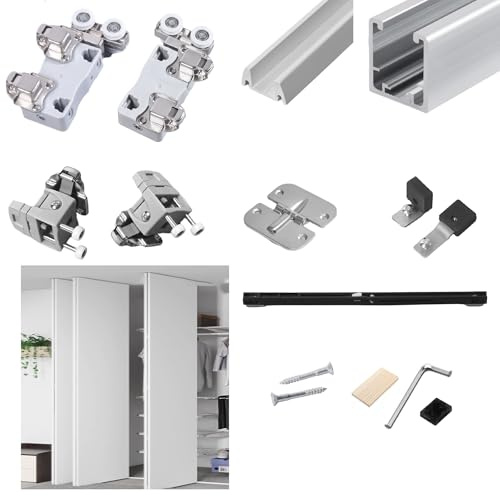 Beschlagsets for Falttüren, geeignet for Falttürenschränke und den Innenbereich, robust und einfach zu montieren, verstellbar(39in)