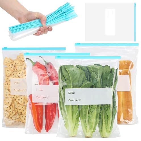 KMFYMPT 50 Bolsas Congelacion Reutilizables, 32x26 cm Bolsas Zip Alimentos