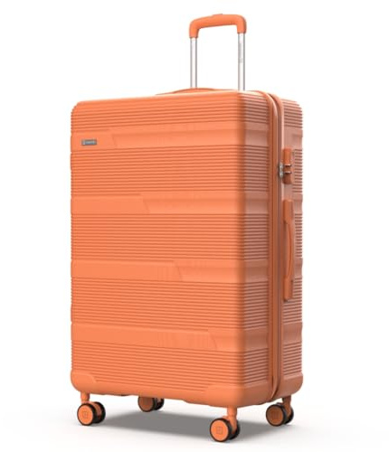 NUMADA - Maleta de Viaje Grande 25Kg, 76x50x29cm, (78L) Upfly T10 28' ABS con Cierre de Combinación y 4 Ruedas Dobles | Resistente | Ligera | Interior Compartimentado | Naranja
