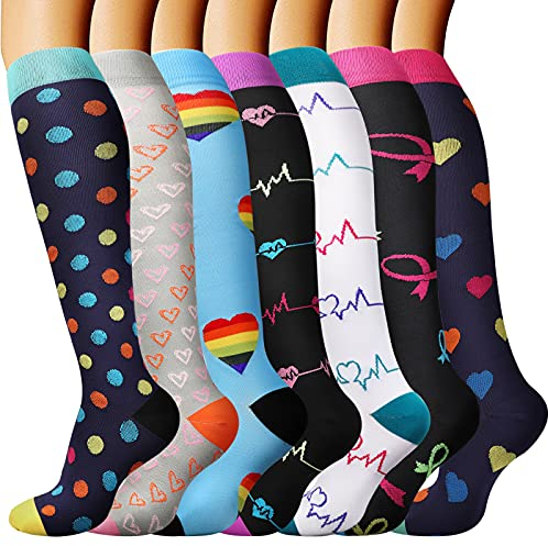 DRESHOW Calze a Compressione Graduata per Uomo E Donna Calze Elastiche Sportive per Atletica, Corsa, Viaggi Volo, Ciclismo