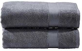 DONE Deluxe Handtücher 2er Set Zwirnfrotier Weich Hautfreundlich 100% Baumwolle Anthrazit 50x100cm, 550gr/m²