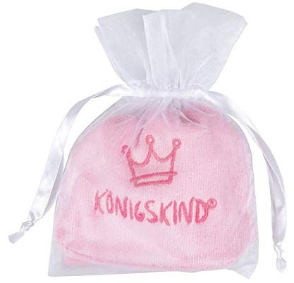 Waschlappen Königskind Waschhandschuh rosa mit Schriftzug 100% Baumwolle im Geschenkbeutel