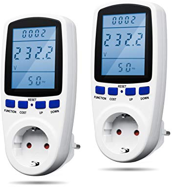 X4-LIFE Strommessgerät 2er Set - Stromzähler für Steckdose - Stromverbrauchsmessgerät - Stromtarif frei einstellbar - Stromverbrauchszähler