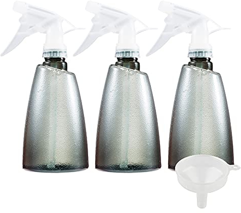 ZEOABSY 3 Pièce Gris flacons vaporisateurs vides en plastique de 500 ml pour Coiffure Plante Fleurs Pulvérisateur D'eau salle de bains, Jardin + 1 Pièce Entonnoir